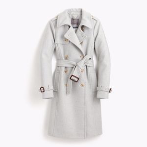 J.Crew Italian Wool Cashmere Grey Belted Coat Sz 0